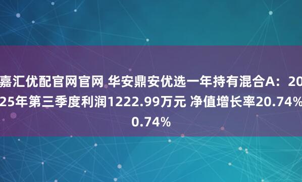 嘉汇优配官网官网 华安鼎安优选一年持有混合A：2025年第三季度利润1222.99万元 净值增长率20.74%